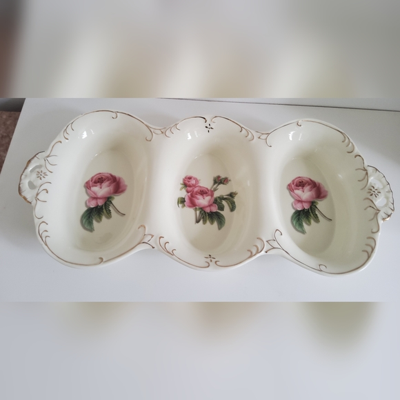 Vintage RK Porcelain Hand Painted 3 Part Divided Plate - Picture 8 of 8